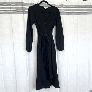 Black Bell Sleeve Button down Dress